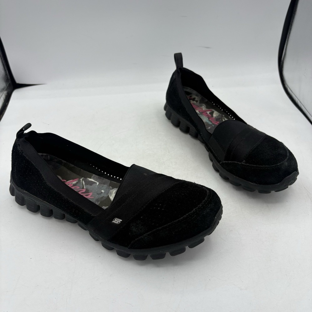 Skechers Shoes Womens Size 9 Memory Foam Walk Black Perforated Leather Slip on